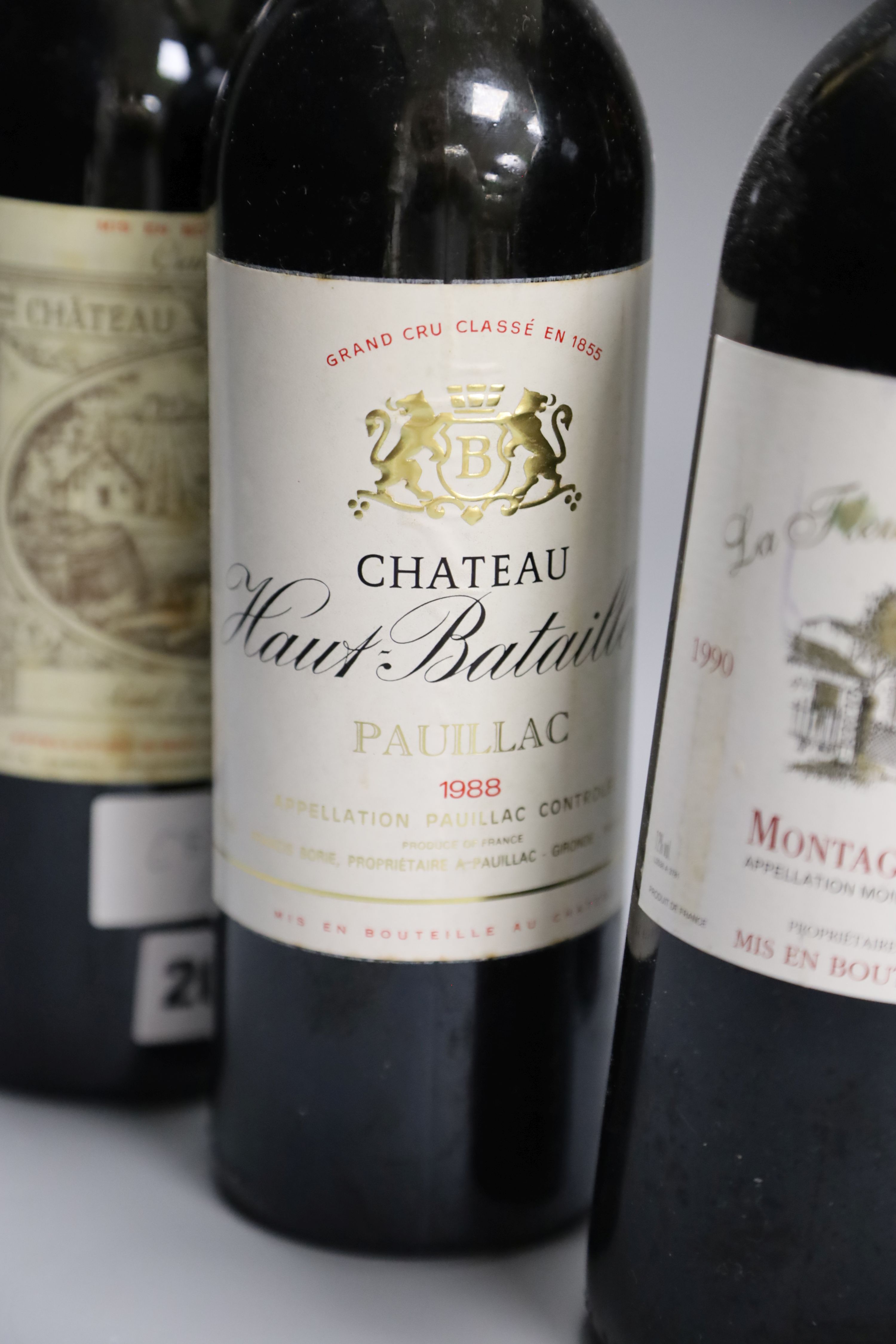 6 assorted Bordeaux wines.